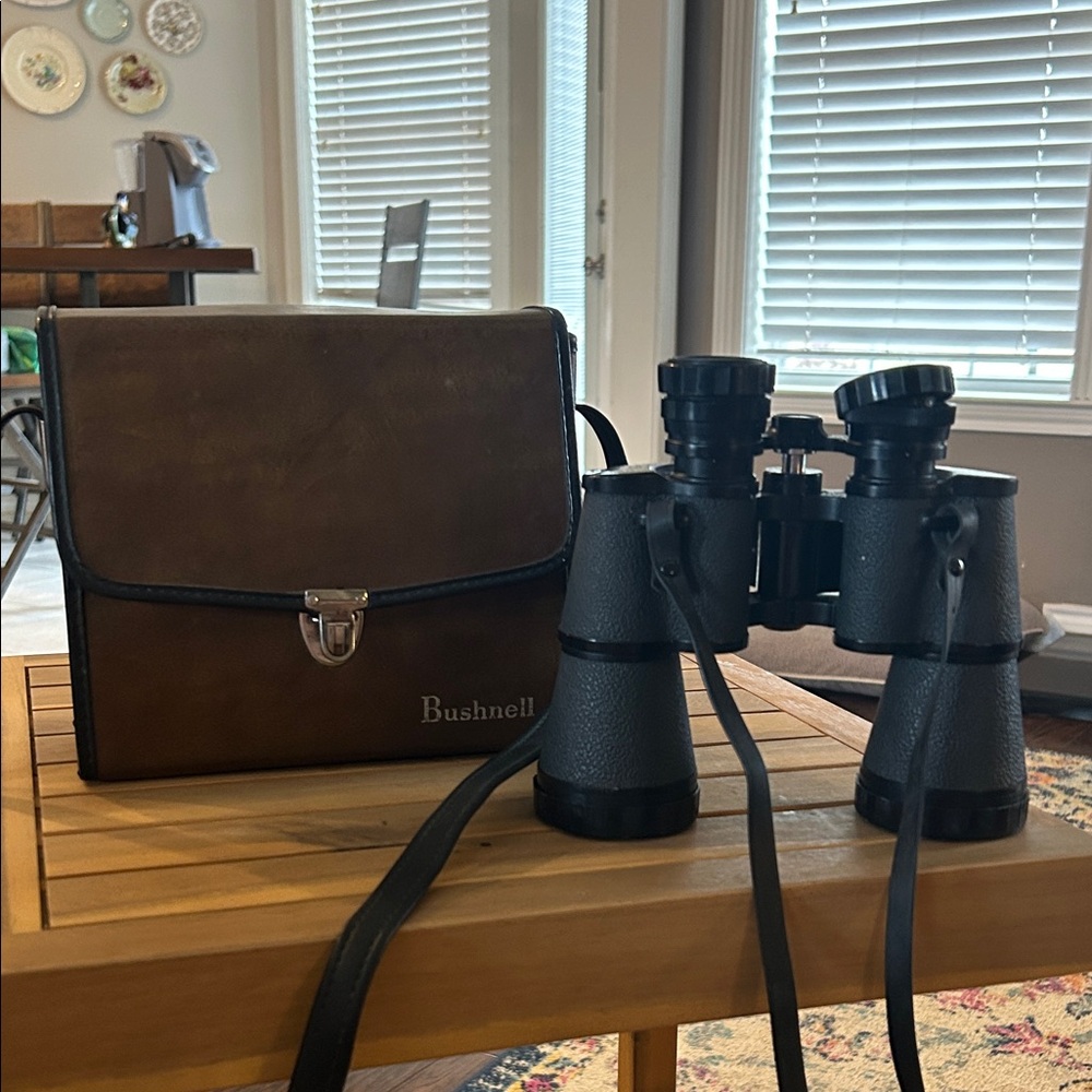 Vintage Bushnell binoculars with case.